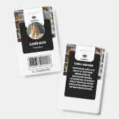 先生IDカード |ブラックコラージュの学校IDカード バッジ (表裏)