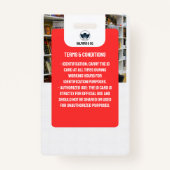 先生IDカード |赤いコラージュの学校IDカード バッジ (裏面)