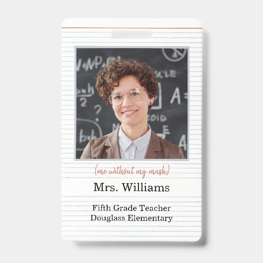 先生IDバッジ（写真付き、学校の教室での使用） バッジ (正面)