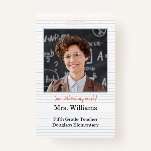 先生IDバッジ(写真付き、学校の教室での使用) バッジ (正面)