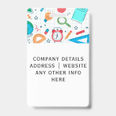 先生IDバッジ（学校用品の背景） バッジ (裏面)