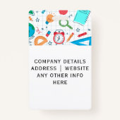 先生IDバッジ（学校用品の背景） バッジ (裏面)