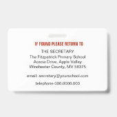 先生ID名タグ、役職、ロゴ写真 バッジ (裏面)