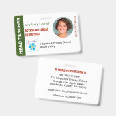 先生ID名タグ、役職、ロゴ写真 バッジ (正面&裏面)