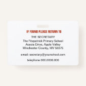 先生ID名タグ、役職、ロゴ写真 バッジ (裏面)