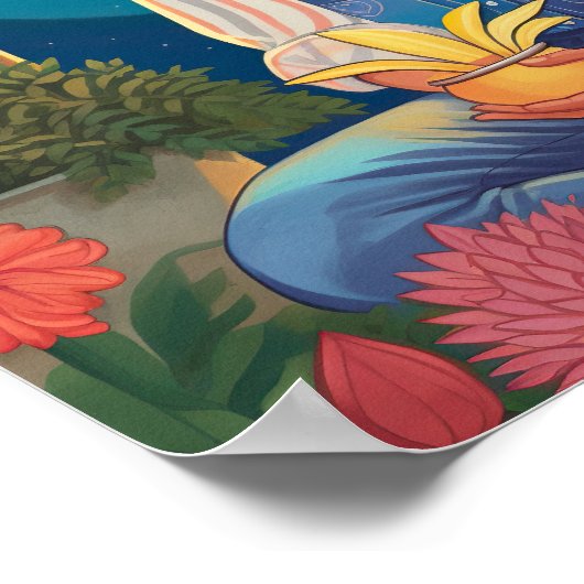 先祖と月のプリントを讃える ポスター (角)