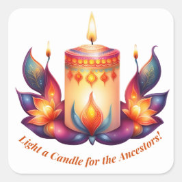 先祖のろうそくに火を付ける スクエアシール