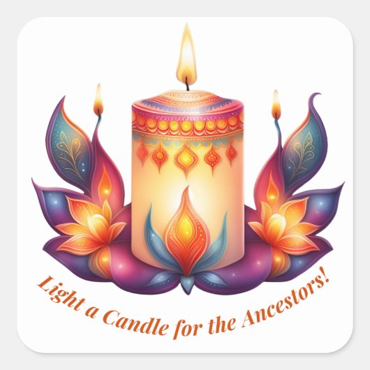 先祖のろうそくに火を付ける スクエアシール (正面)