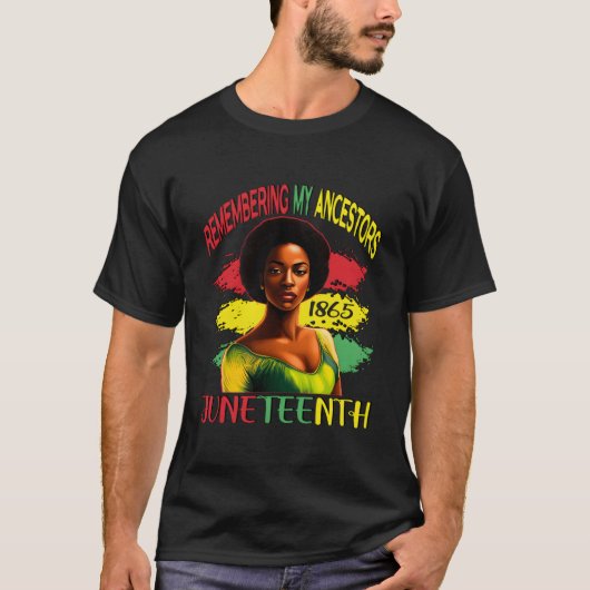 先祖を偲ぶジューン・テンス ブラック Tシャツ (正面)