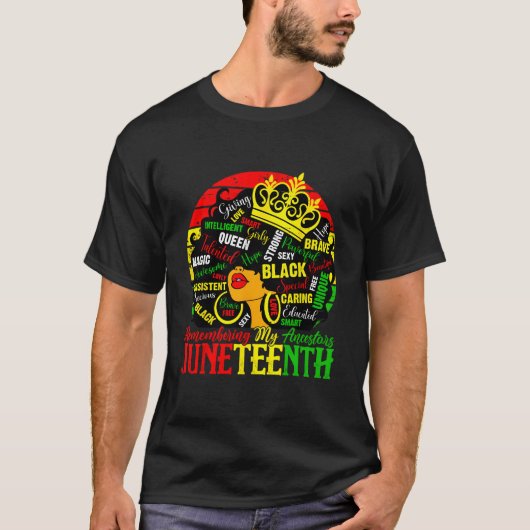 先祖を偲ぶ Junenth ブラックを祝う Tシャツ (正面)