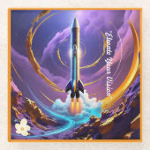 先見の明のある宇宙デザイン ガラスコースター (正面)