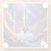 先見の明のある宇宙デザイン ガラスコースター (裏面)