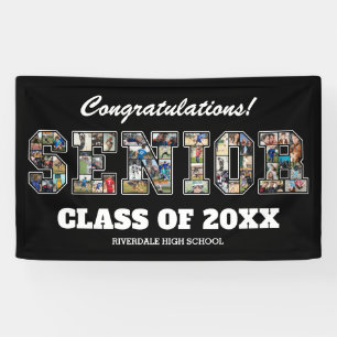 先輩の写真コラージュ 学校卒業パーティー看板 横断幕