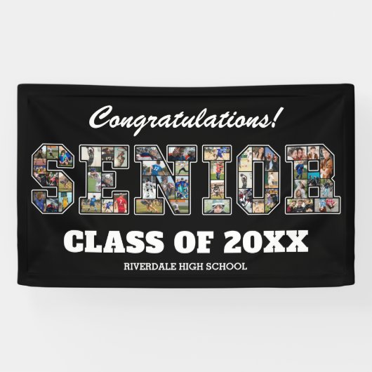 先輩の写真コラージュ 学校卒業パーティー看板 横断幕 (横)