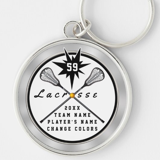 先輩またはチームのためのパーソナライズなラクロスのギフト キーホルダー (正面)