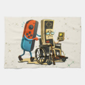 先輩ゲーマーに敬意を ギャングコントロール レトロ風おもしろデザイン キッチンタオル (横)