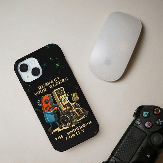 先輩ゲーマーに敬意を ギャングコントロール レトロ風 ジョーク Case-Mate iPhoneケース