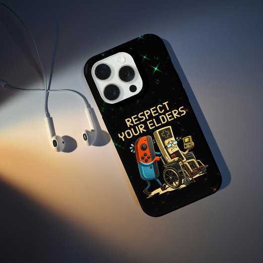 先輩ゲーマーに敬意を ギャングコントロール レトロ風 iPhoneケース