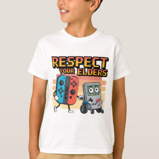 先輩ゲーマーに敬意を コントロール レトロ おもしろ ゲーミング Tシャツ