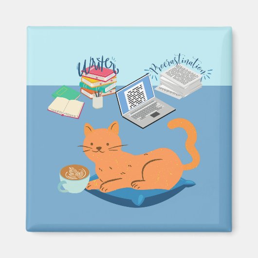 先送り作家の猫 マグネット (正面)