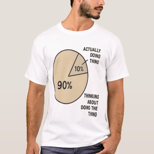 先送り円グラフ – 考えの対実行おもしろい Tシャツ (正面)