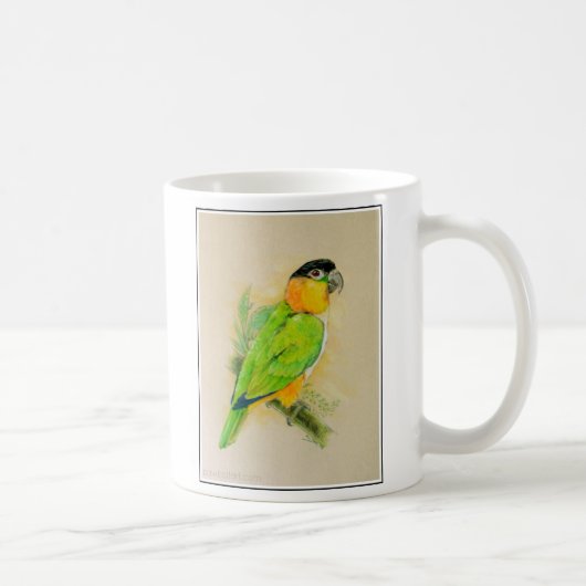 先頭に立たれるシロハラインコの黒 コーヒーマグカップ (右)