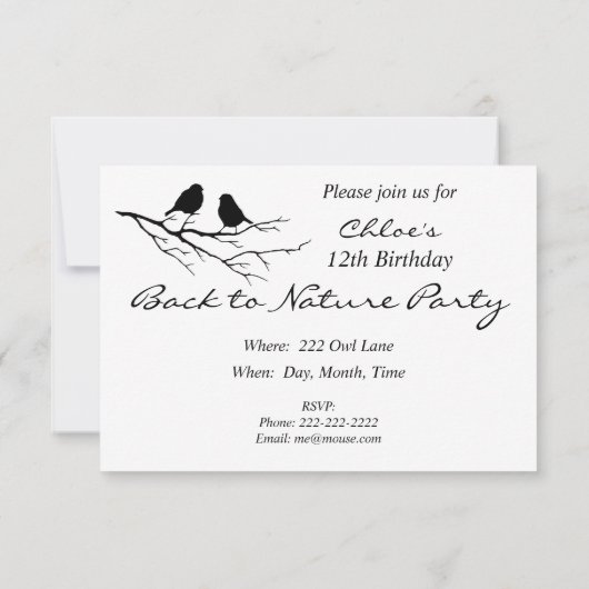 先頭へ戻る自然鳥の年の誕生日パーティー招待状 招待状 (裏面)