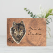 先頭へ戻る自然、狼、動物誕生日招待状 招待状 (スタンド正面)