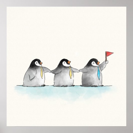 先頭後を追のペンギン ポスター (正面)