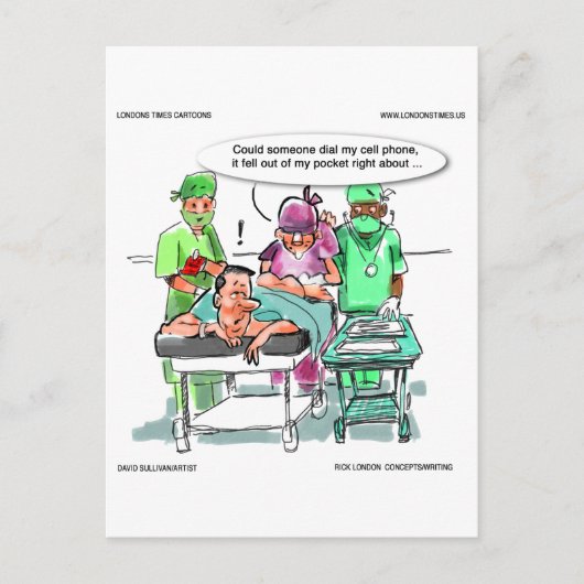 先験医が携帯電話をおもしろい失う ポストカード (正面)