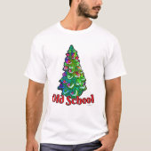 光おもしろいの古い学校クリスマスツリーのスローガン Tシャツ (正面)