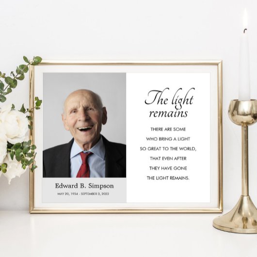 光が残る葬儀追悼詩 写真付き ポスター