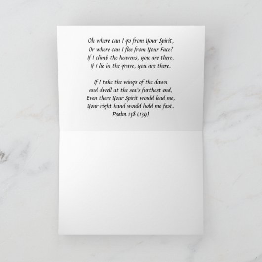 光が聖書的な引用文で雲を照らす カード (内部)