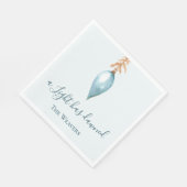 光が輝き、水色のクリスチャン・クリスマス スタンダードランチョンナプキン (角)