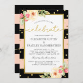 光っていることは|の花の婚約パーティを縞で飾ります 招待状 (正面/裏面)