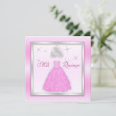 光っているキンセアニェラの招待の淡いピンクの銀 招待状 (スタンド正面)