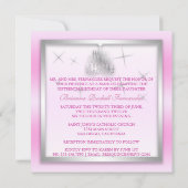 光っているキンセアニェラの招待の淡いピンクの銀 招待状 (裏面)