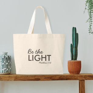 光である Matthew 5:14 Bible Verse Christian ラージトートバッグ