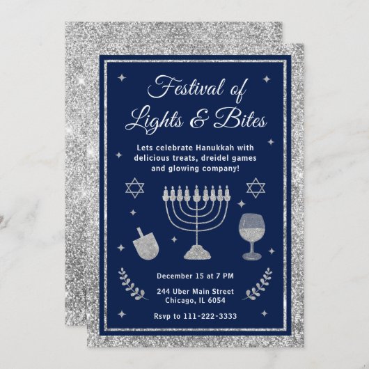 光とおいしいひとときのハヌカパーティー 招待状 (正面/裏面)