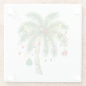 光とオルナムを持つ熱帯クリスマスパームツリー ガラスコースター (裏面)