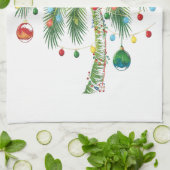 光とオルナムを持つ熱帯クリスマスパームツリー キッチンタオル (折り畳み)