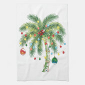 光とオルナムを持つ熱帯クリスマスパームツリー キッチンタオル (縦)