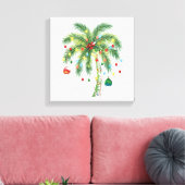 光とオルナムを持つ熱帯クリスマスパームツリー キャンバスプリント (インサイチュ (リビング))