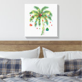 光とオルナムを持つ熱帯クリスマスパームツリー キャンバスプリント (インサイチュ (寝室))