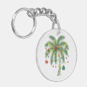 光とオルナムを持つ熱帯クリスマスパームツリー キーホルダー (正面左)