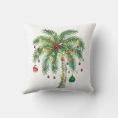 光とオルナムを持つ熱帯クリスマスパームツリー クッション (裏面)