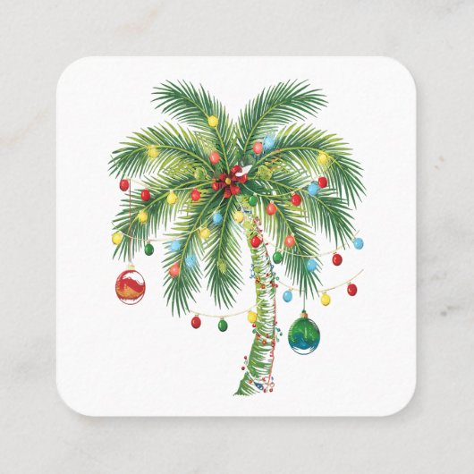 光とオルナムを持つ熱帯クリスマスパームツリー スクエア名刺 (裏面)