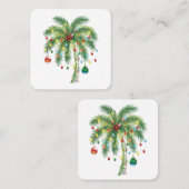 光とオルナムを持つ熱帯クリスマスパームツリー スクエア名刺 (正面/裏面)