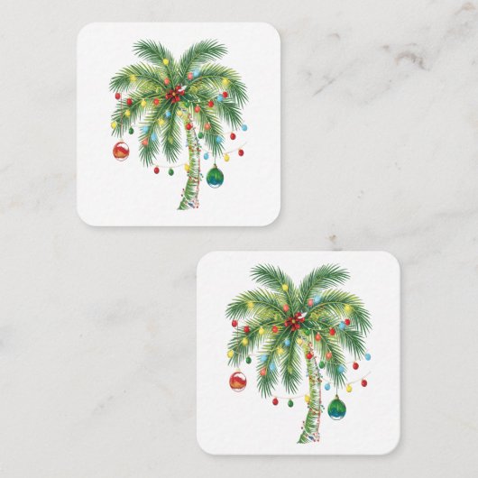 光とオルナムを持つ熱帯クリスマスパームツリー スクエア名刺 (正面/裏面)