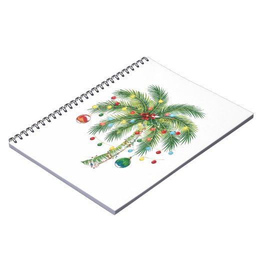 光とオルナムを持つ熱帯クリスマスパームツリー ノートブック (左側)